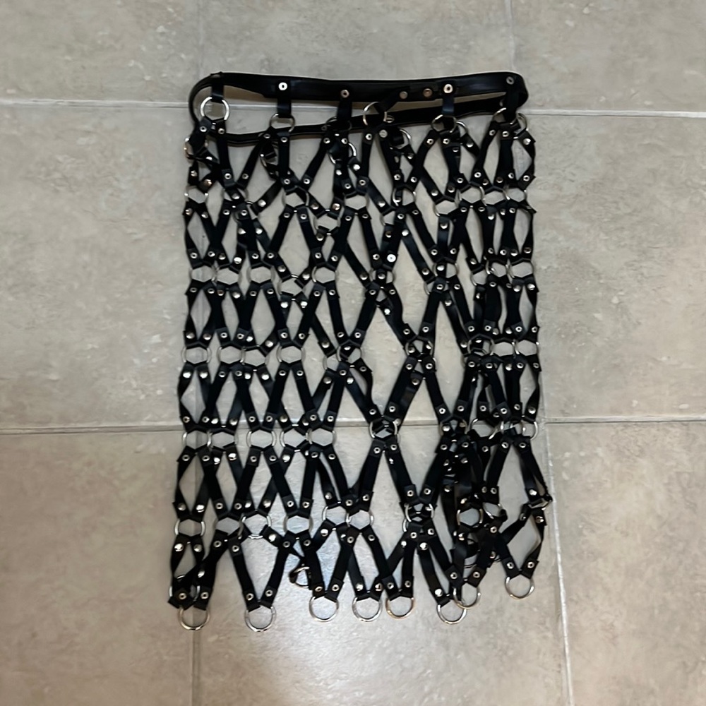 Black leather festival skirt